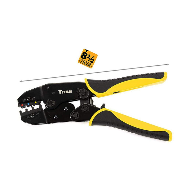 TITAN 11477 Ratcheting Wire Terminal Crimper Tool for Insulated Terminals, Fixed Jaw Crimper