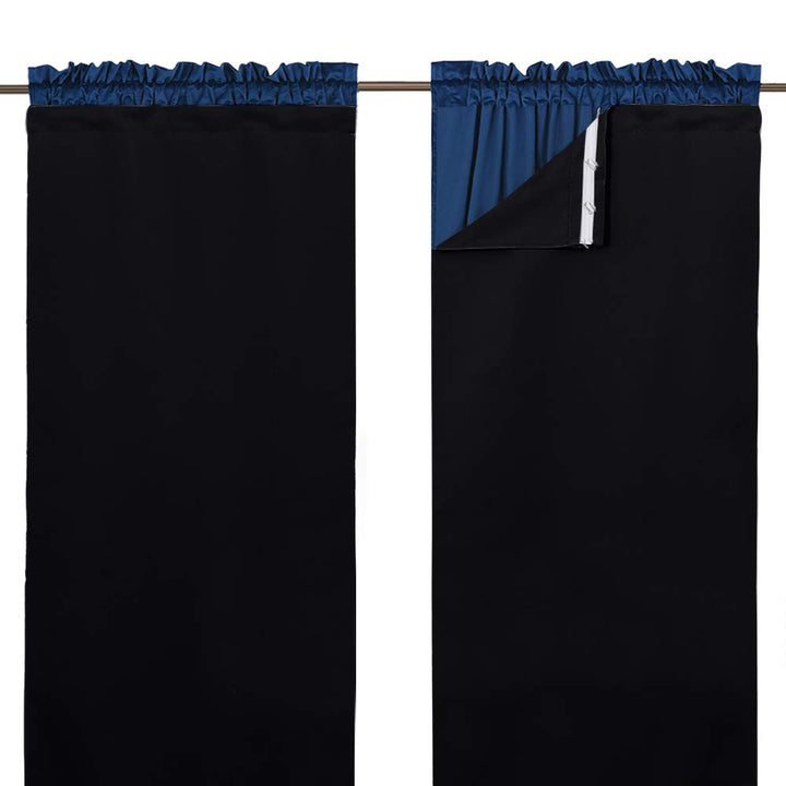 Blackout Curtain Liner for 29-42 Wide Drapes - Thermal Insulated Rod Pocket Window Curtain Liners, Hooks Included (Set of 2 Panels, Each is 27 Wide, Black)
