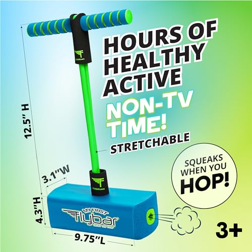 My First Foam Pogo Jumper for Kids Fun and Safe Pogo Stick, Durable Foam and Bungee Jumper for Ages 3 and up Toddler Toys, Supports up to 250lbs (Blue)