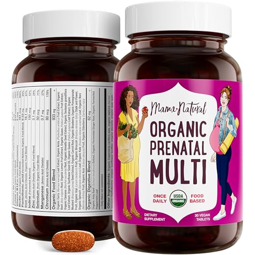Organic Prenatal Vitamins For Women Vegan (30 Servings) | One A Day Prenatal Vitamins For Pregnant Women | Food Based, Non-gmo &amp; Gluten-free - Pre Natal Multivitamin For Women With Folate