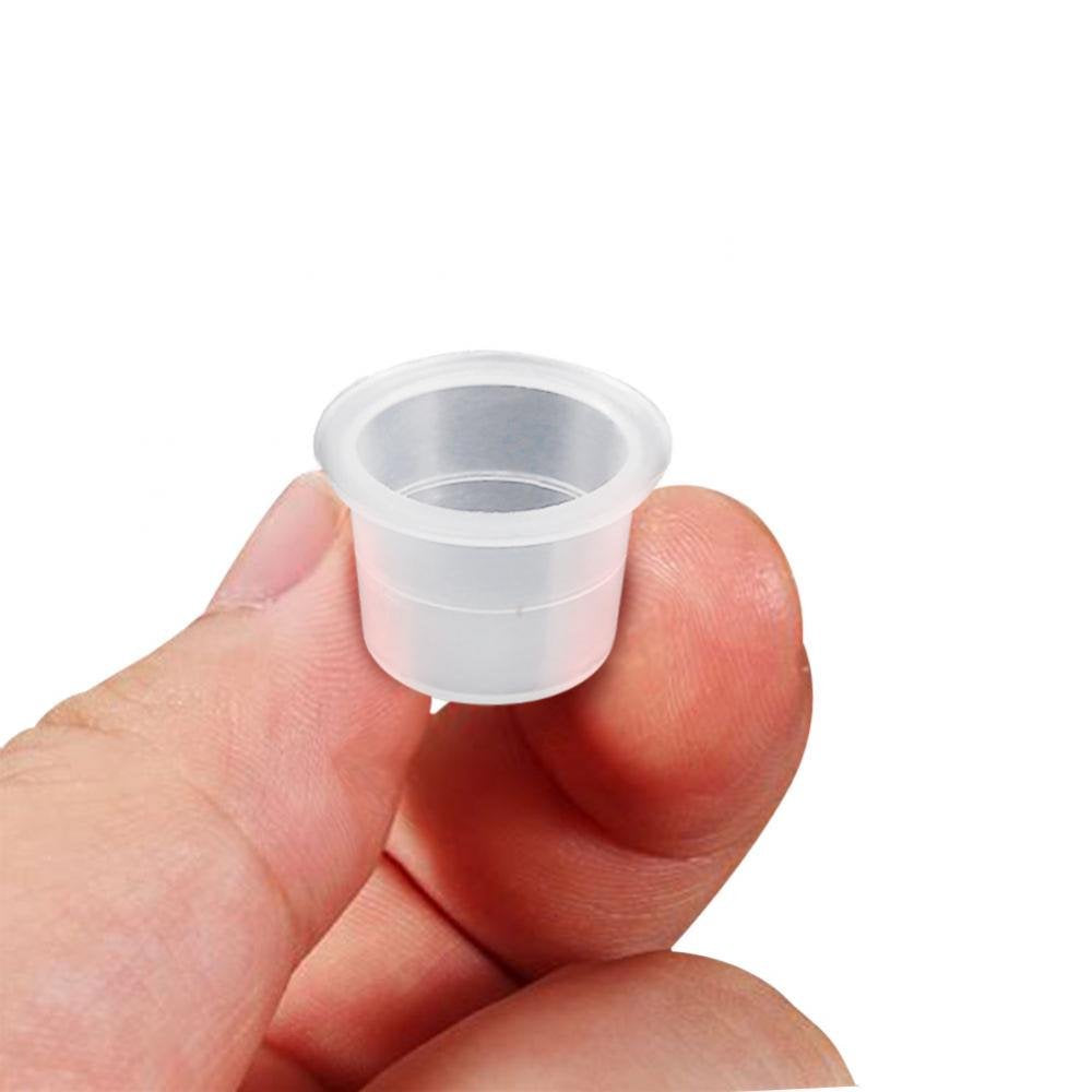 L: Filfeel 100Pcs/Set Tattoo Ink Cap Cup Pot Medium Large Plastic Microblading Pigment Accessories Holder For Tattoo Machine, Tattoo Supplies, Tattoo Needles, Tattoo Kits(L)