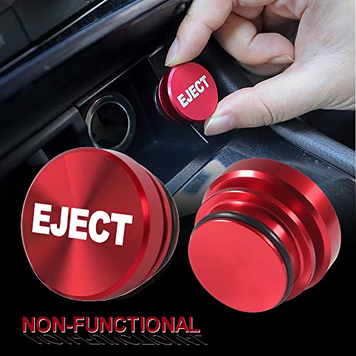 Aluminum EJECT FIRE MISSILE Button Car Cigarette Lighter Plug Cover Fits Most Automotive Vehicles Boats with Standard 12 Volt Power Source (EJECT red+FIRE MISSILE red)