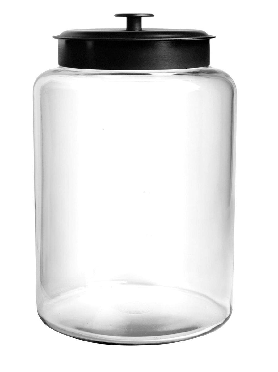 2.5 Gallon Montana Glass Jar with Fresh Seal Lid, Black Metal, Set of 1