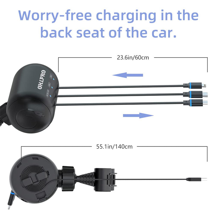 OHLPRO Multi Car Retractable Backseat 3 in 1 Car Chargi