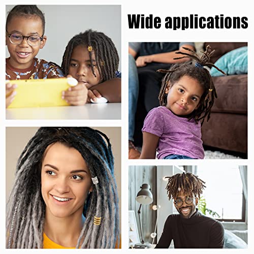 150 Pcs 15 Styles African Hair Beads, Beard Beads Big Hair Beads Tibetan Style Alloy Dreadlock Beads African Beads for Men Women Hair Braids Hair Decoration, Silver/Golden/Bronze, Hole 5-9mm