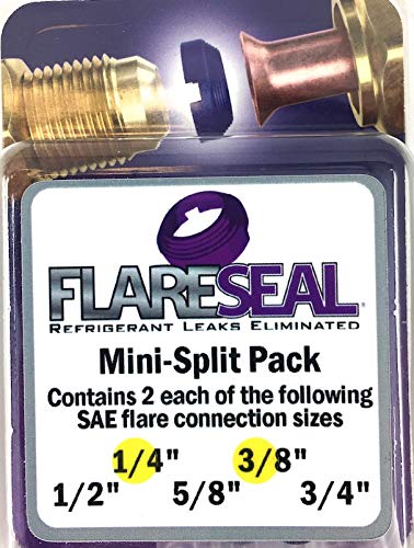 ® Model MSP-0406 Leak Free SAE Flare Connections - Refrigerant Leaks Refrigeration, HVAC, Ductless, Schrader Valve or Mini Split Applications (1/4, Mini Split Pack - (2) 1/4 and (2) 3/8)