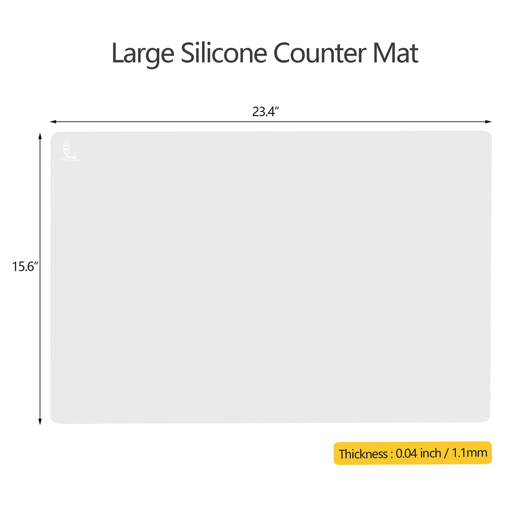 Thick Silicone Counter Mat Large 23.4by15.6, Heat Resistant Mat for Kitchen Table/Countertop Protector/Non Stick Pastry Baking Mat Placemats, Silicone Mat for Crafts Kids, Super Kitchen Clear