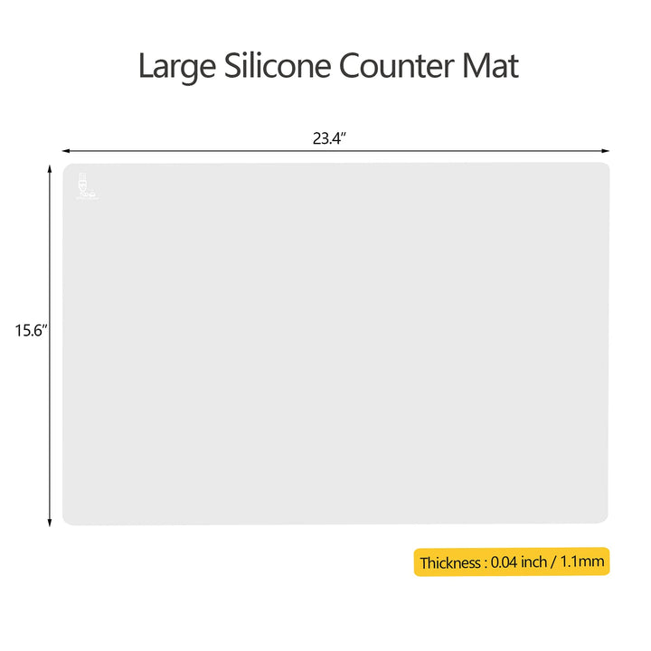 Thick Silicone Counter Mat Large 23.4by15.6, Heat Resistant Mat for Kitchen Table/Countertop Protector/Non Stick Pastry Baking Mat Placemats, Silicone Mat for Crafts Kids, Super Kitchen Clear