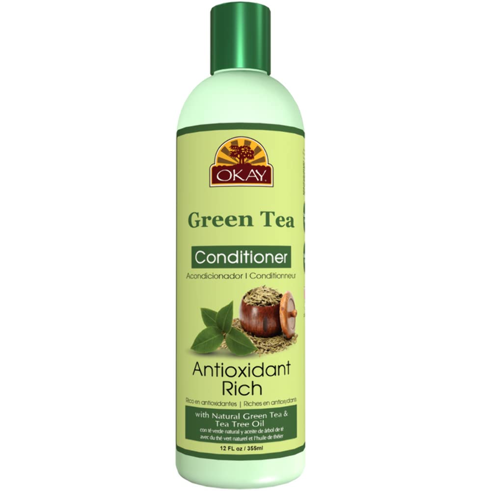OKAY | Green Tea Nourishing Antioxidant Rich Conditioner | For All Hair Types &amp; Textures | Revitalize - Rejuvenate - Restore | With Tea Tree Oil | Free of Paraben, Silicone, Sulfate | 12 oz