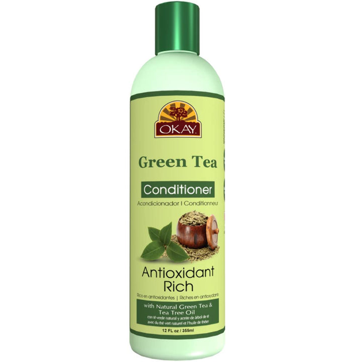 OKAY | Green Tea Nourishing Antioxidant Rich Conditioner | For All Hair Types &amp; Textures | Revitalize - Rejuvenate - Restore | With Tea Tree Oil | Free of Paraben, Silicone, Sulfate | 12 oz