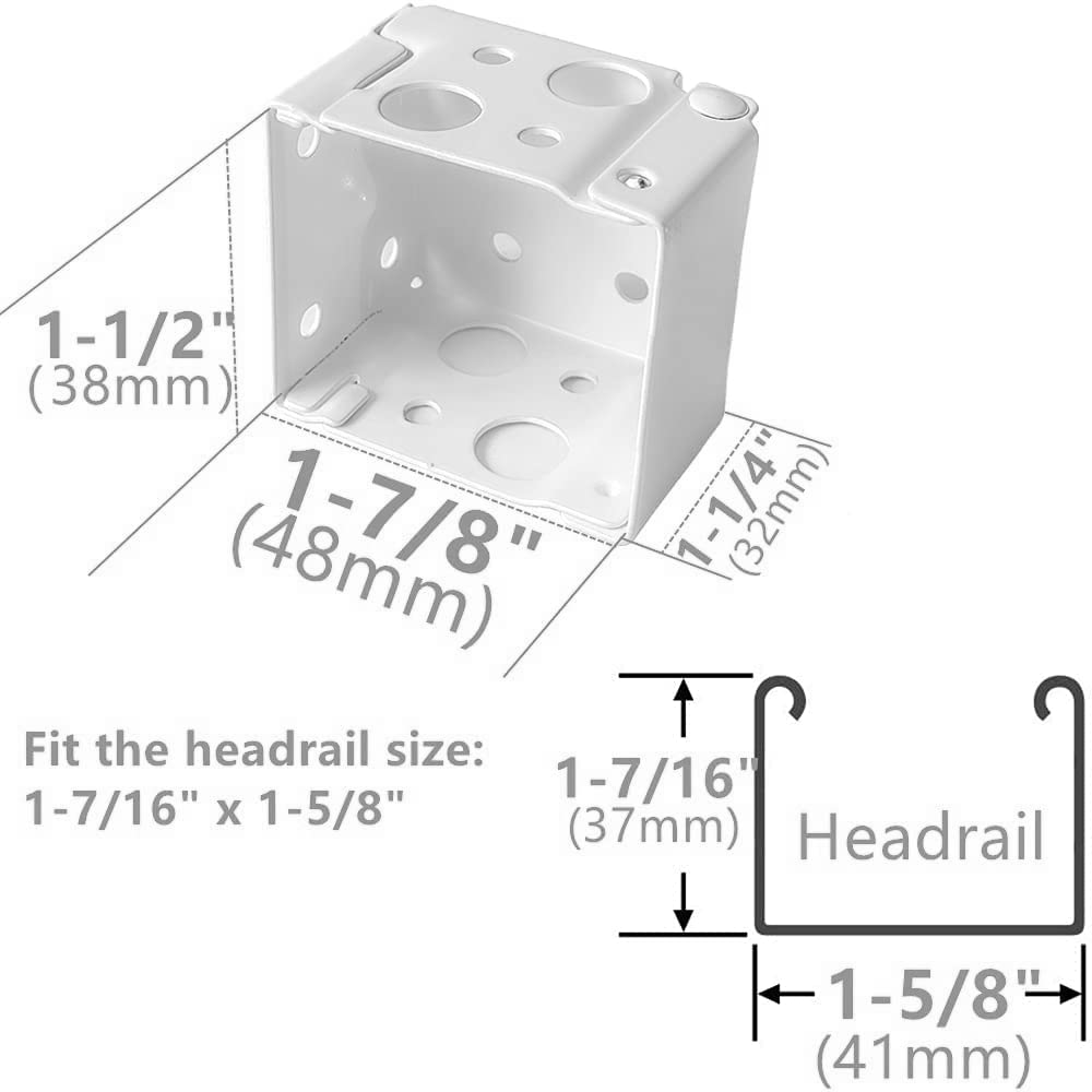 Box Mounting Bracket 1set for 1-1/2 Blinds White Color Window Blinds Headrail Bracket
