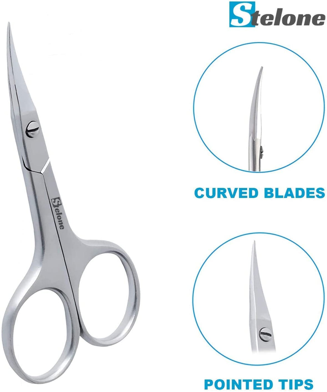 Multi-Purpose Cuticle Scissors Stainless Steel Curved Blade Little Manicure Scissors - Eyebrow Scissors for Women, Cosmetic &amp; Brow Scissors for Facial Hair &amp; Eyelash Trimming