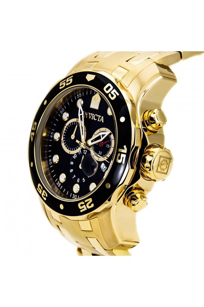 Men&#39;s 0072 Pro Diver Collection Chronograph 18k Gold-Plated Watch