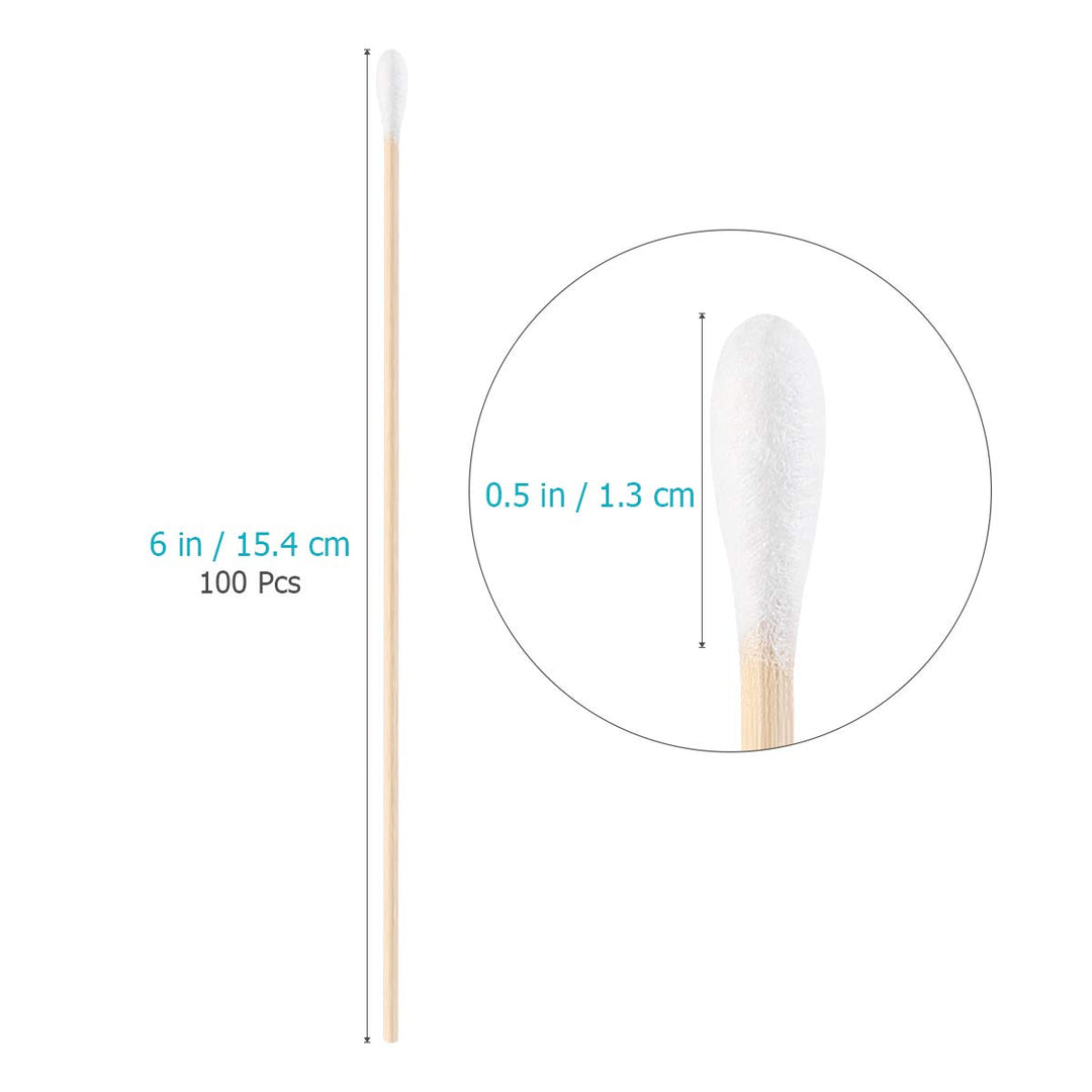 ROSENICE Cotton Swabs 100Pcs Long Wood Handle Medical S