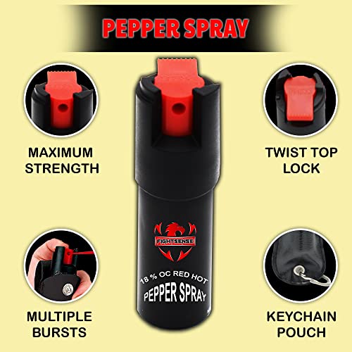 Self Defense Pepper Spray - 1/2 oz Compact Size Maximum Strength Police Grade Formula Best Self Defense Tool for Women W/Leather Pouch Keychain (Pink)