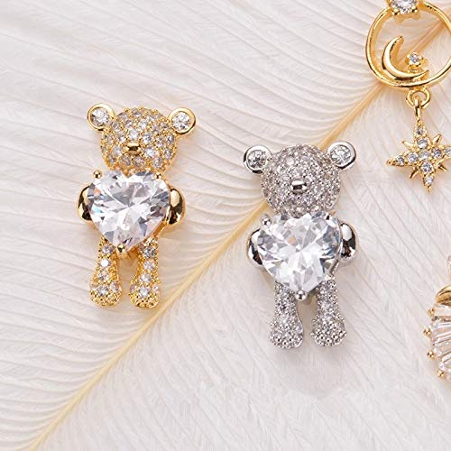 10 Pcs Shiny Zircon Alloy Bear 3D Nail Art Decorations With Heart Crystal Luxury Jewelry Manicure Design Accessories
