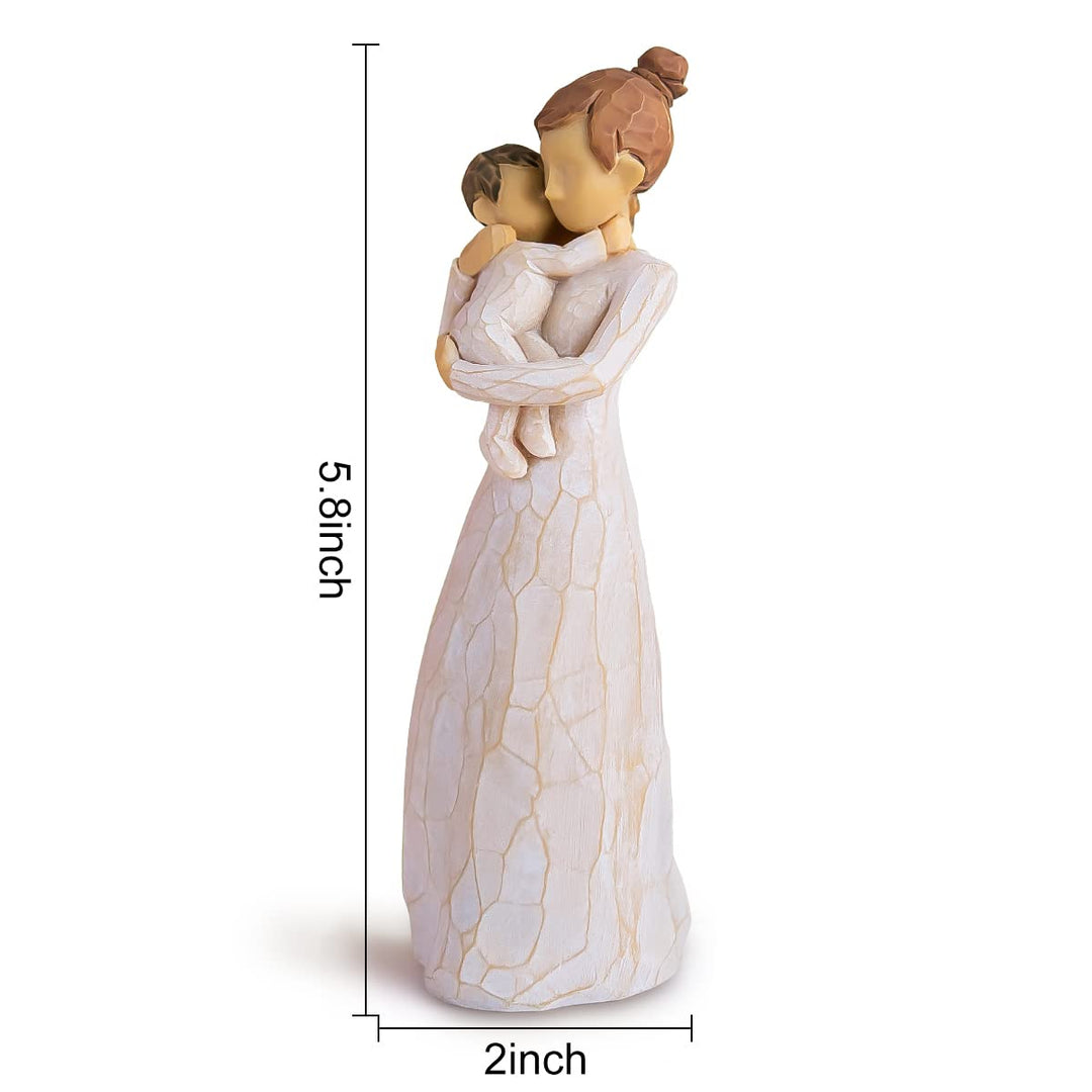 Mom and Baby Figurine Statue Gift, Sculpted Hand-Painted Mother Son Daughter Figure Birthday for Mom (Angel of Mine)
