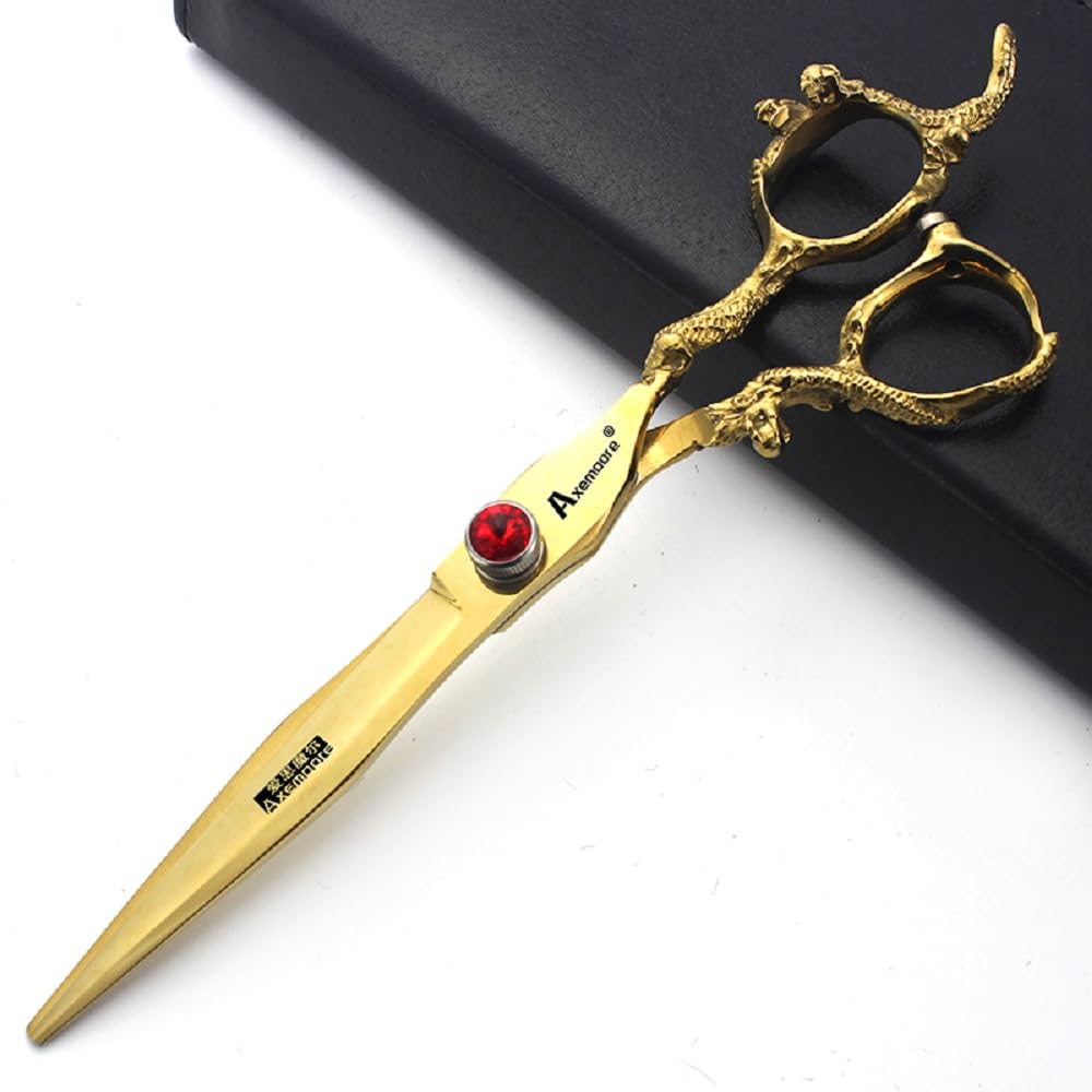 6 inch /7 inch salon professional salon scissors salon hairdresser hair cutting hairstyle pruning tools Japan 440c high hardness stainless steel golden (Gold)