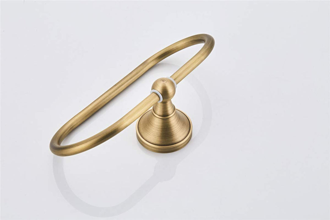 Oval Towel Ring Antique Brass Hanger Hand Towel Holder for Bathroom Kitchen Accessories Wall Mounted, Brushed Bronze