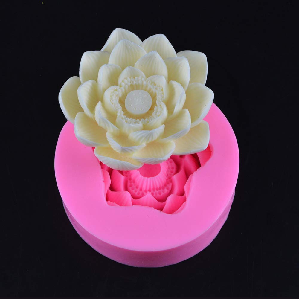 3D Lotus Flower Shaped Silicone Soap Mold Wax Candle Ma