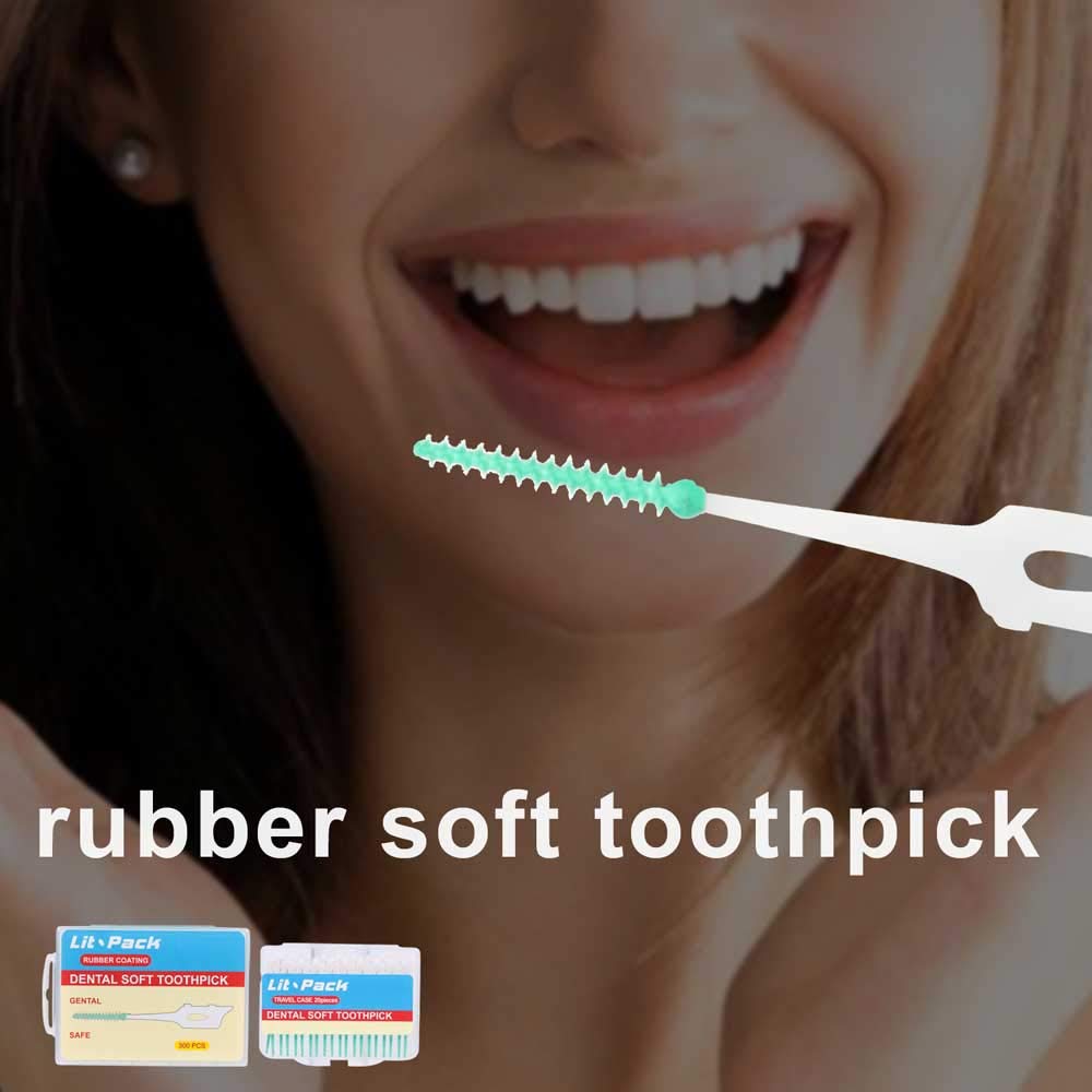 Silicone Dental Pick Interdental Brush Teeth Stick Soft Toothpick Oral Hygiene Care Tools 2 Travel Cases 1 Refill 240 Count