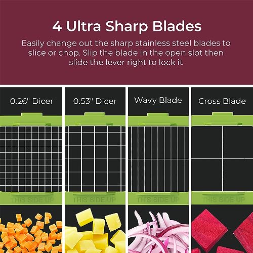 Living 4-Blade Onion Chopper, Vegetable Chopper, Grape Cutter, Egg and Cheese Slicer with Container