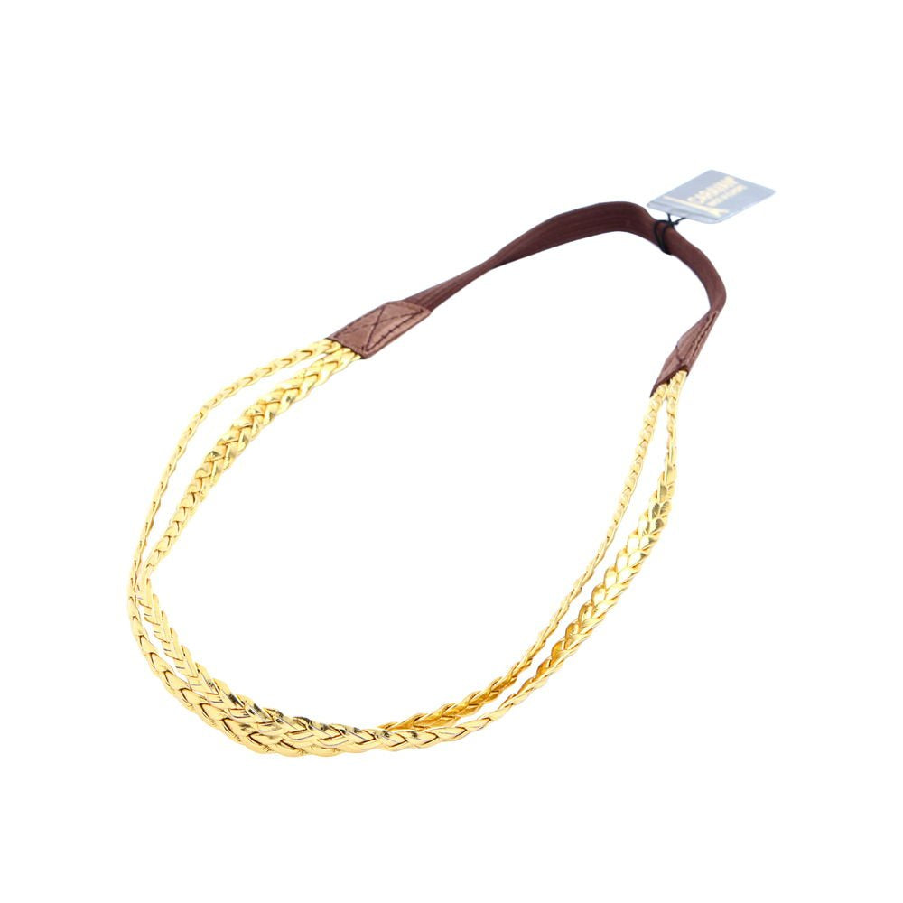 Headband, 2 Braids Stretch, Gold