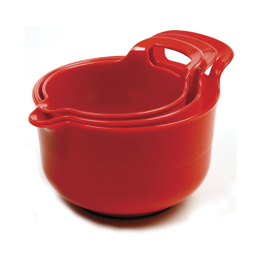 Norpro 1020 , Red, Mixing Bowls, Set of 3, 4.5 x 8.75 x