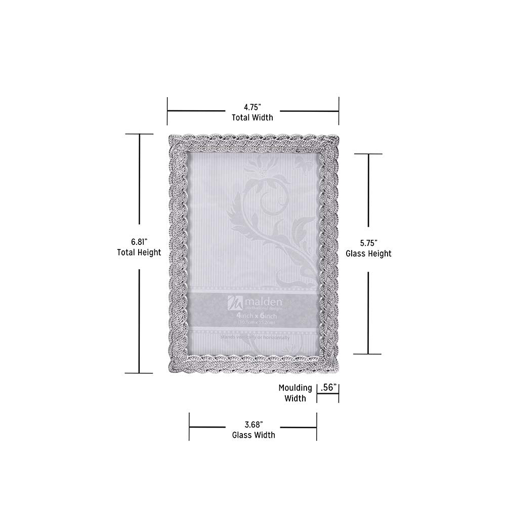 International Designs Belmore Silver Braided Picture Frame, 4x6, Silver