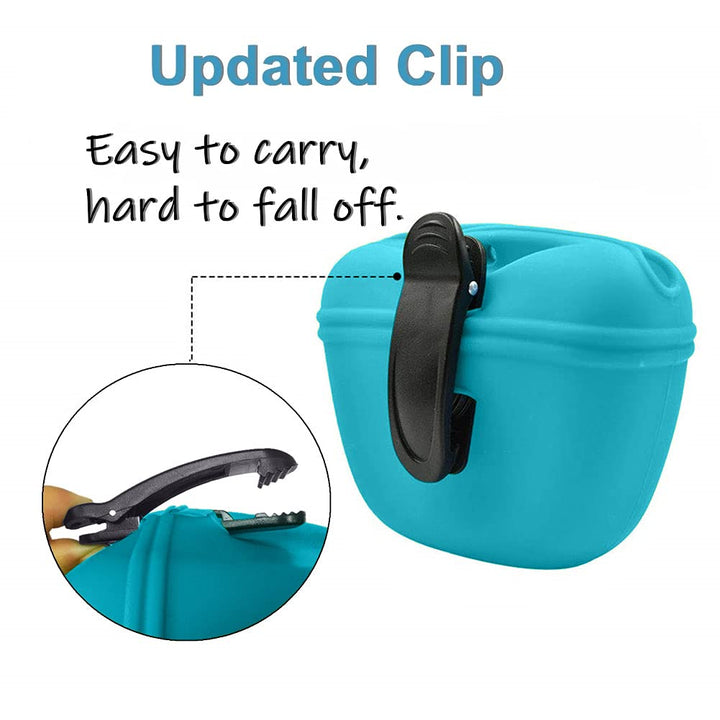 Silicone Dog Treat Pouch-Small Training Bag-Portable Dog Treat Bag for Leash with Magnetic Closure and Waist Clip - 2pieces [US Design Patent]