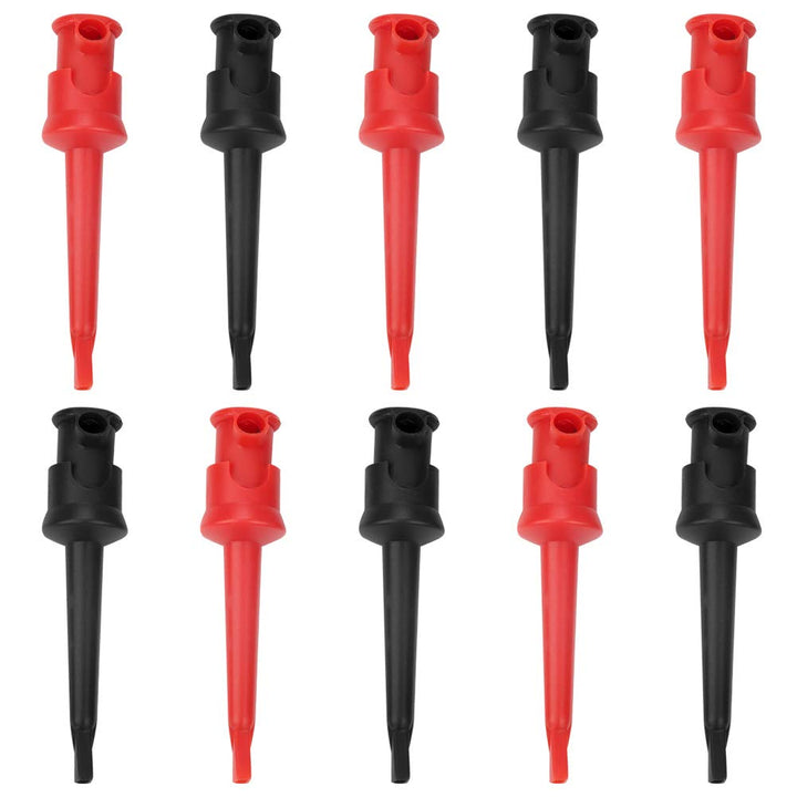 Pack of 10 Multimeter Test Hook Silicone Grabbers Testing Probes Insulation Clip for SMT SMD IC D20 Multimeter Teset Cable 4mm 0.2inch Port Hook Leads (Black &amp; red)