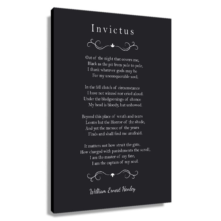 Invictus Poem Quotes Wall Art Canvas Inspirational Poster Motivational Pictures Print William Ernest Henley Poetry Painting Decor Artwork Unframed 12x18 inch (No Framed -Canvas Poster)