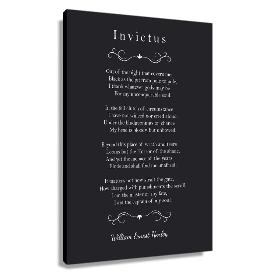 Invictus Poem Quotes Wall Art Canvas Inspirational Poster Motivational Pictures Print William Ernest Henley Poetry Painting Decor Artwork Unframed 12x18 inch (No Framed -Canvas Poster)