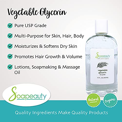 VEGETABLE GLYCERIN USP Grade Non-GMO Natural | Cosmetic Products, Skin, Hair Care, Soap Making, Household Uses 5 oz
