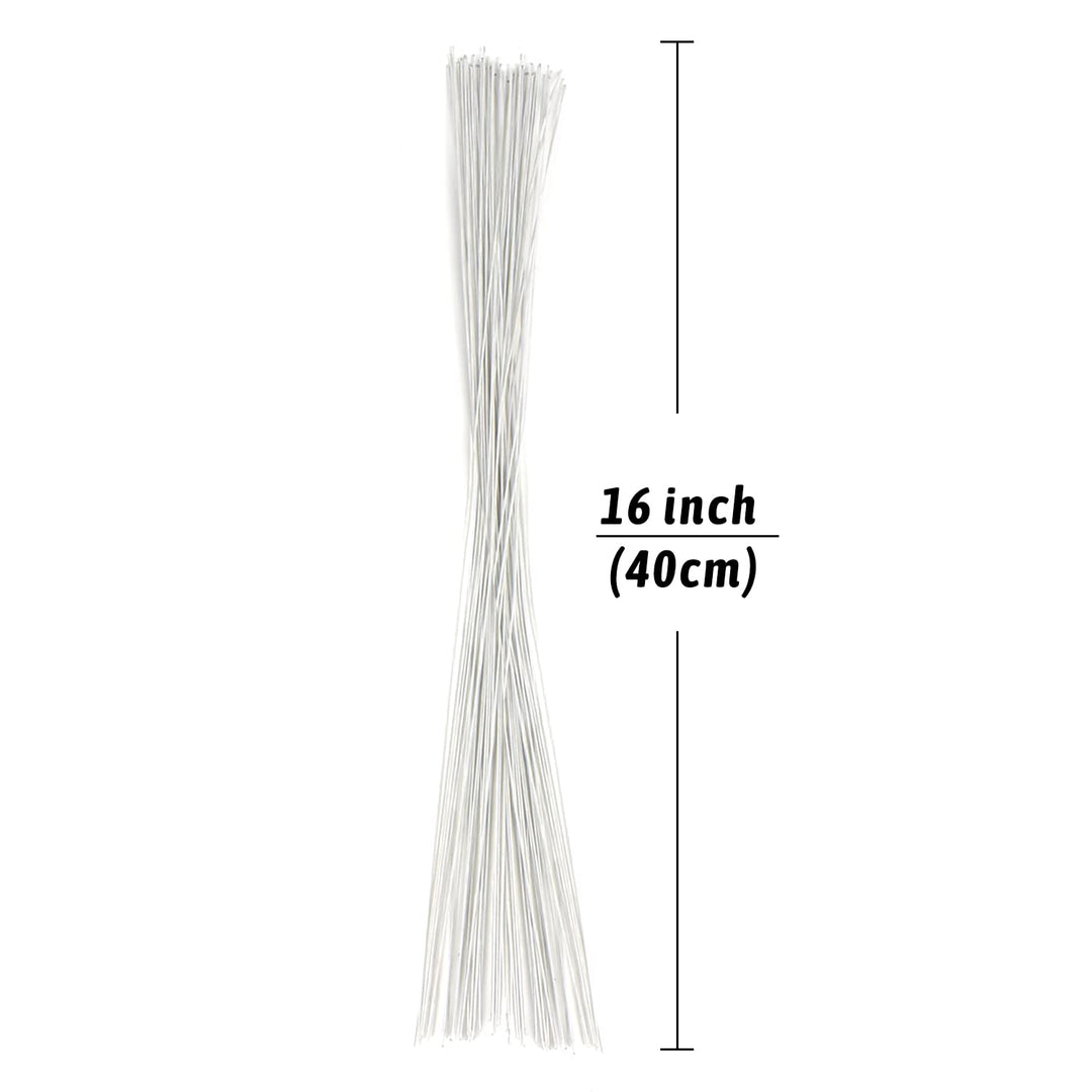 DECORA 18 Gauge White Floral Stem Wire 16 inch,50/Packa