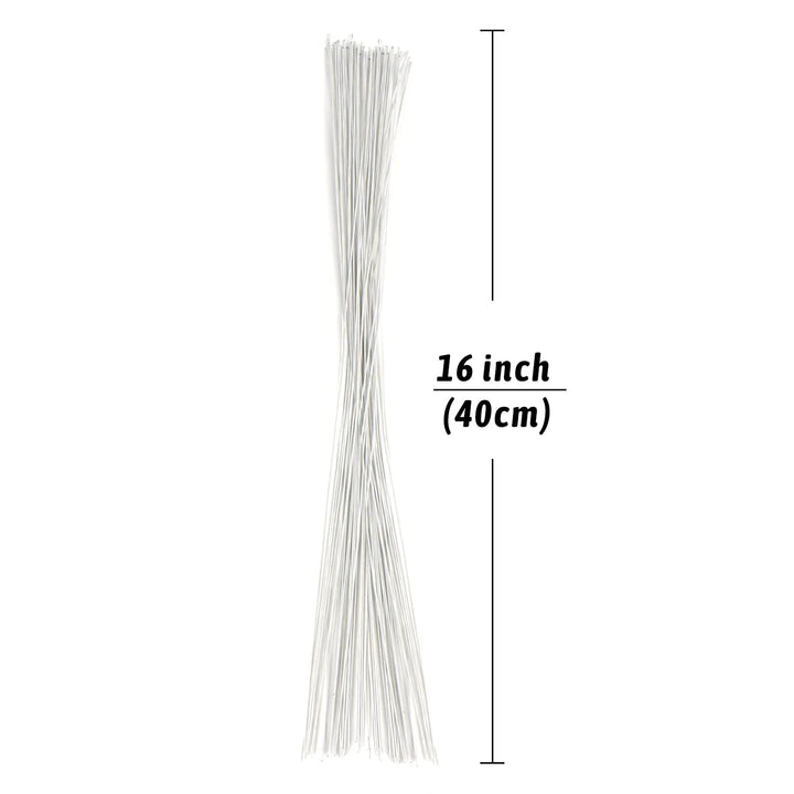 DECORA 18 Gauge White Floral Stem Wire 16 inch,50/Packa