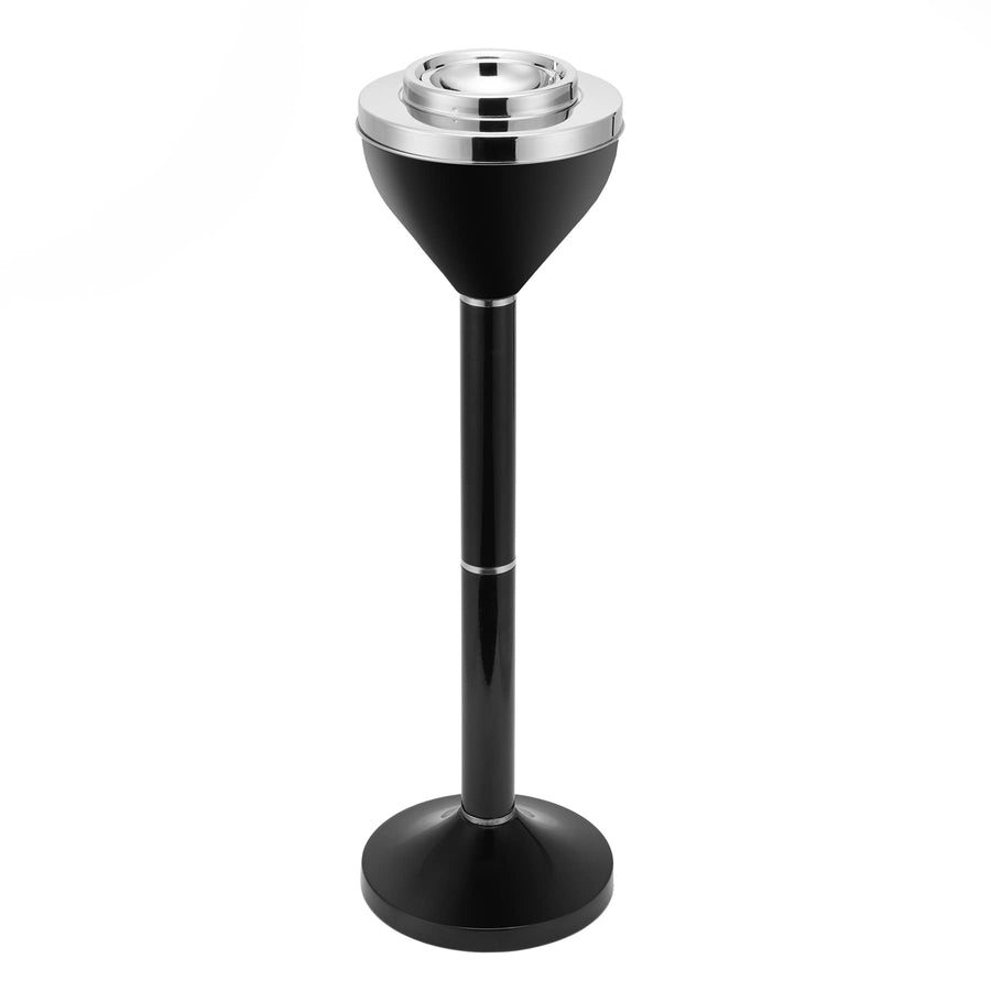 Ashtray with Lid, Smokeless Standing Outdoor Ashtray for Home Garden Patio Cigarettes Ash Butt Disposal, 24or 16.5 Stainless Steel Windproof Stand Outside Cigar Container Ash Tray, Black