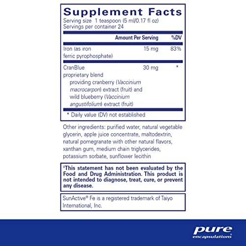 Iron Liquid | Hypoallergenic Supplement Supports Hemoglobin and Myoglobin Function | 4.1 fl. oz.