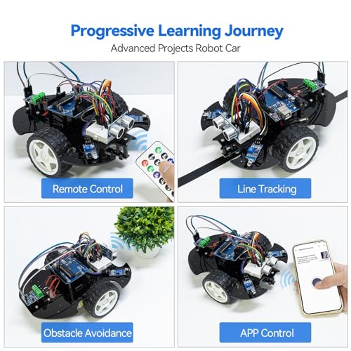 Ultimate Starter Kit Compatible with Arduino UNO IDE Scratch, 3 in 1 IoT/Smart Car/Basic Kit with Online Tutorials, Video Courses, 192 Items, 87 Projects, Suitable for Age 8+ Beginners