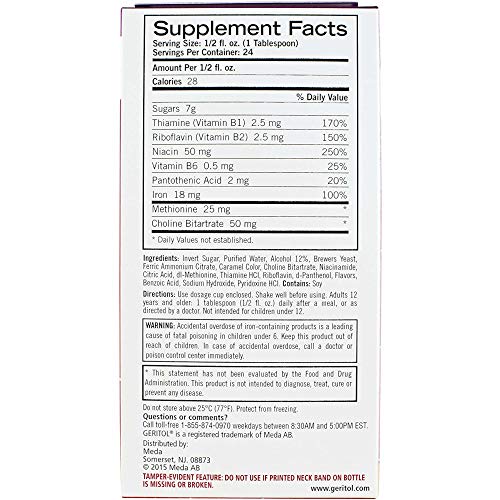 Geritol Liquid Energy Support B-Vitamins,12 Fl Oz (Pack of 2)