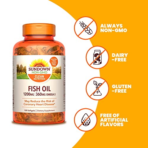 Sundown Fish Oil 1200 mg, Omega-3 Dietary Supplement, S