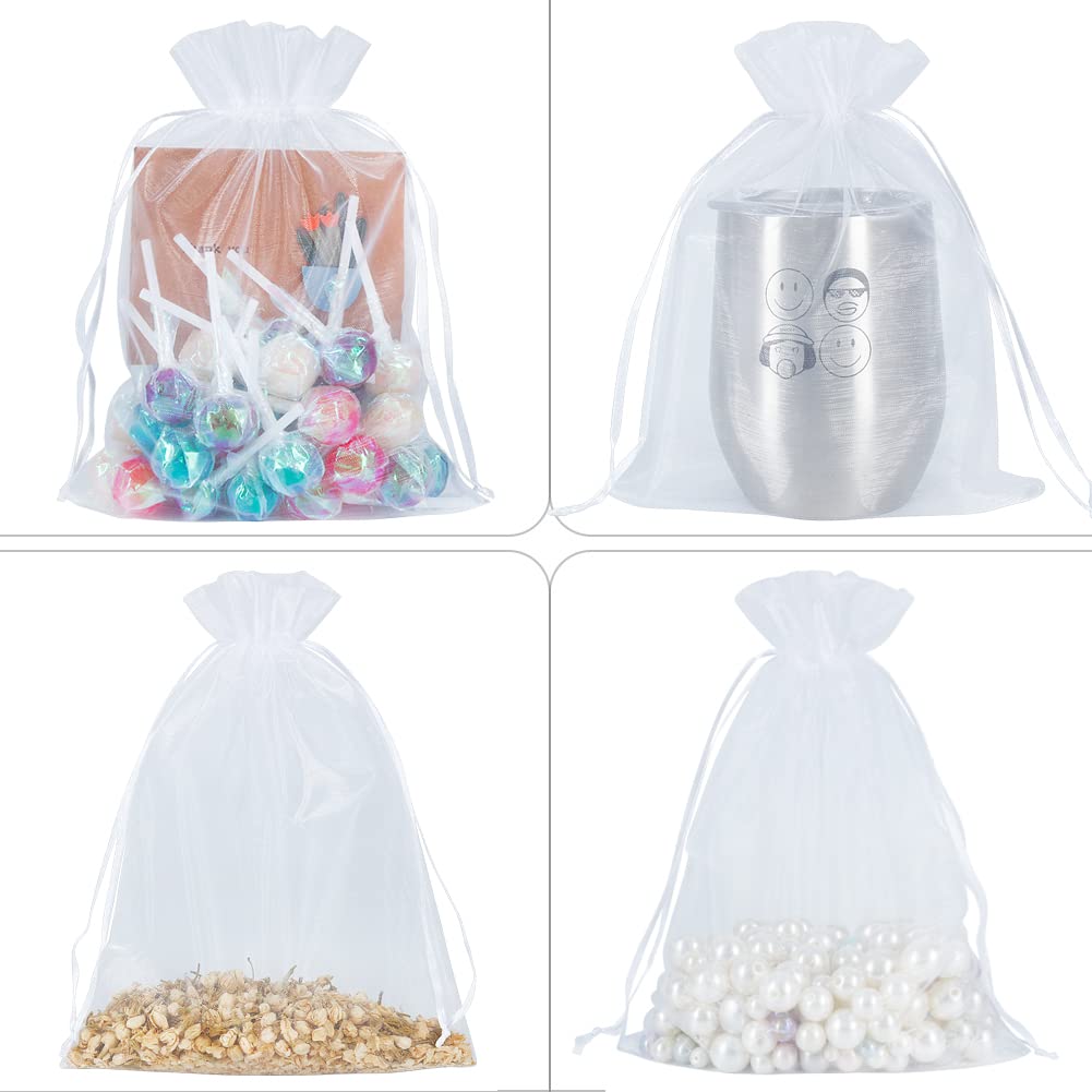HRX Package 100pcs Sheer Organza Bags White, 6 x 9 inch