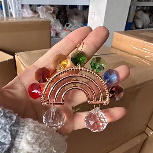 Naturemama K9 Crystal suncatcher Rainbow Maker Hanging Prism Ornament Pendant Home Garden Car Decoration 6Pack Gift Kit Sun Catchers Indoor Window (Gold)