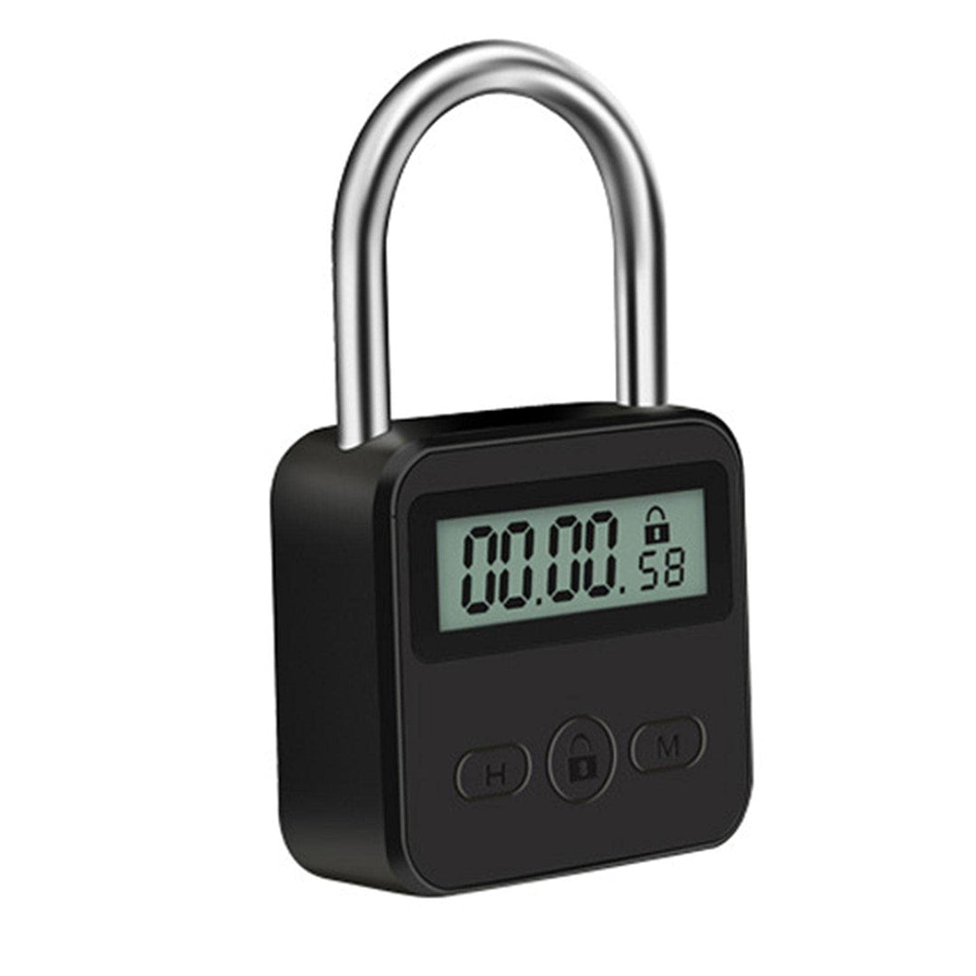 Metal Timer Lock, 99 Hours Max Timing Lock, USB Rechargeable Timer Padlock with LCD Display, Multi-Function Micro Electronic Timer Lock, Heavy Duty Metal Time Out Padlock(Black)