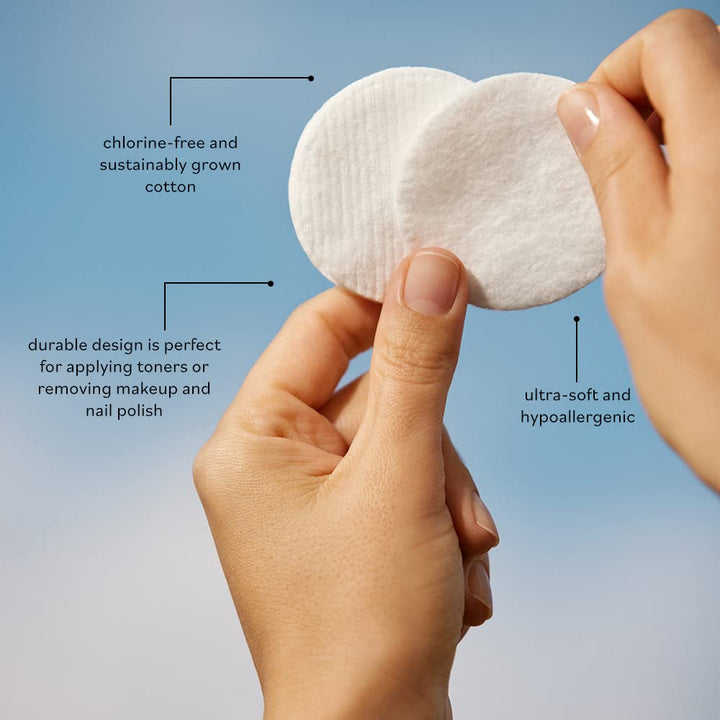 Cotton Rounds Organic (100 ct.), Fragrance &amp; Chlorine-Free Cotton Pads, 100% Biodegradable Ultra Absorbent Cotton Pads, Cruelty-Free Natural Make Up Removal &amp; Personal Care