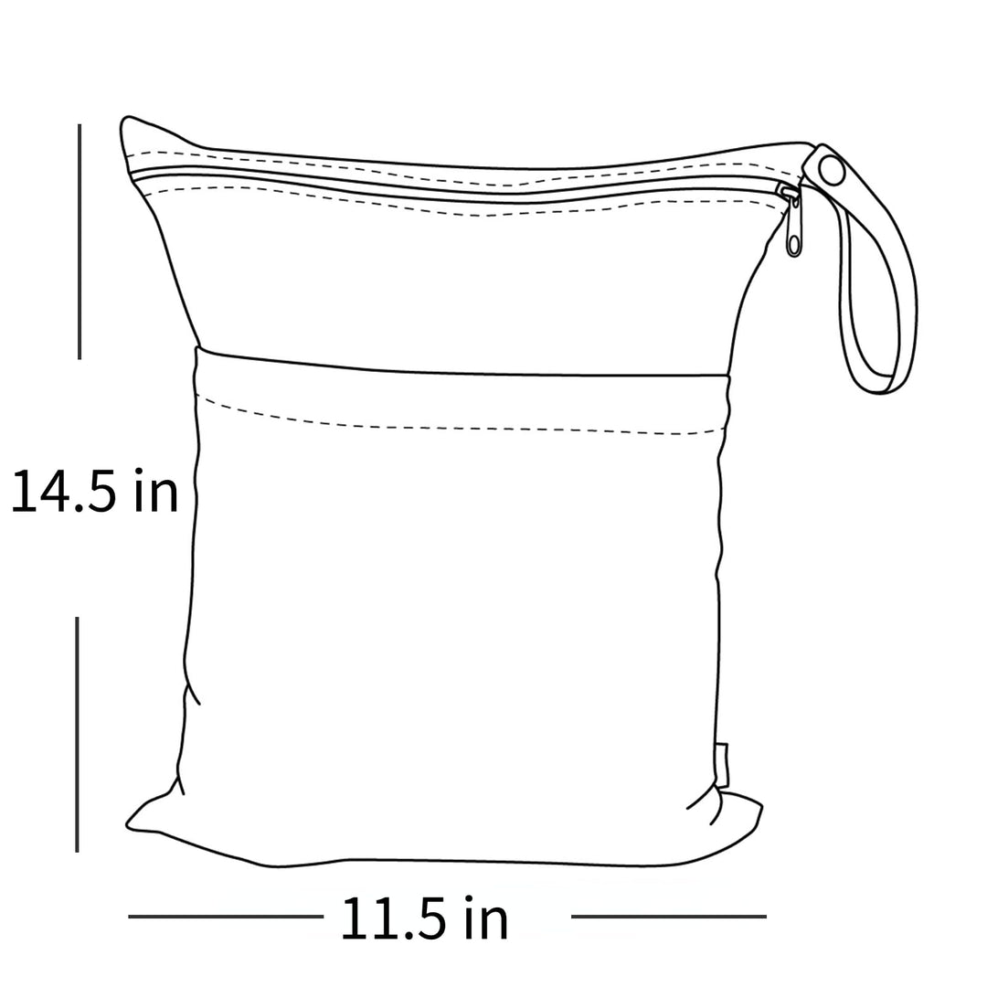 ALVABABY 2pcs Cloth Diaper Wet Dry Bags Waterproof Reusable with Two Zippered Pockets Travel Beach Pool Daycare Soiled Baby Items Yoga Gym Bag for Swimsuits or Wet Clothes L93107