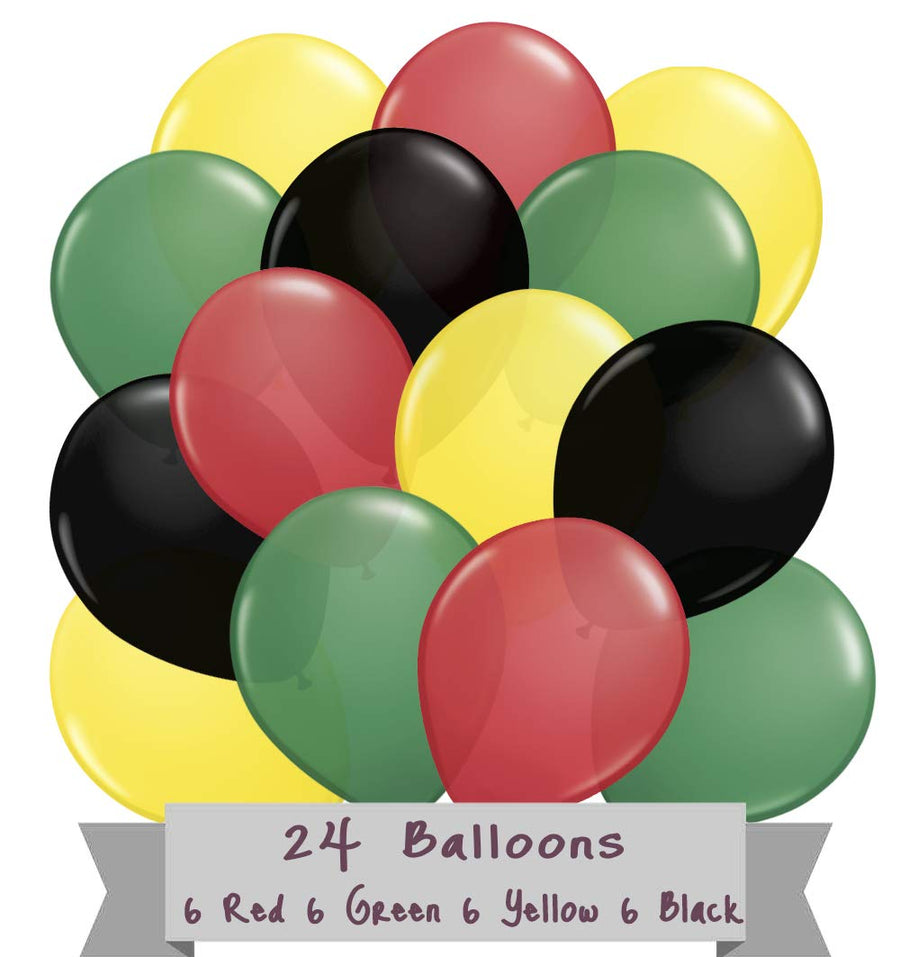 Jamaica Rasta Reggae Party Balloon Latex 24 Pack Bundle Color Red Green Yellow Black Ballons bob marley decor rasta reggae jamaican party theme decorations party event Supplies