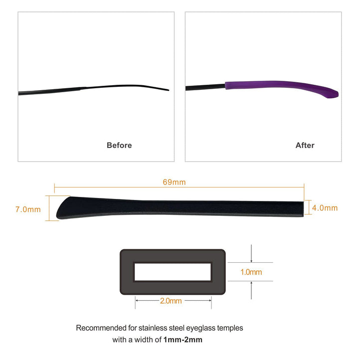 Glasses Temple End Tips Soft Silicone Anti Slip Socks R