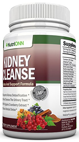 KIDNEY CLEANSE - Detox and Support For Urinary Tract, Bladder and Kidneys - All Natural Herbal Supplement Formula With Organic Cranberry, Astragalus, Turmeric, Goldenrod, Gravel Root, Juniper and More