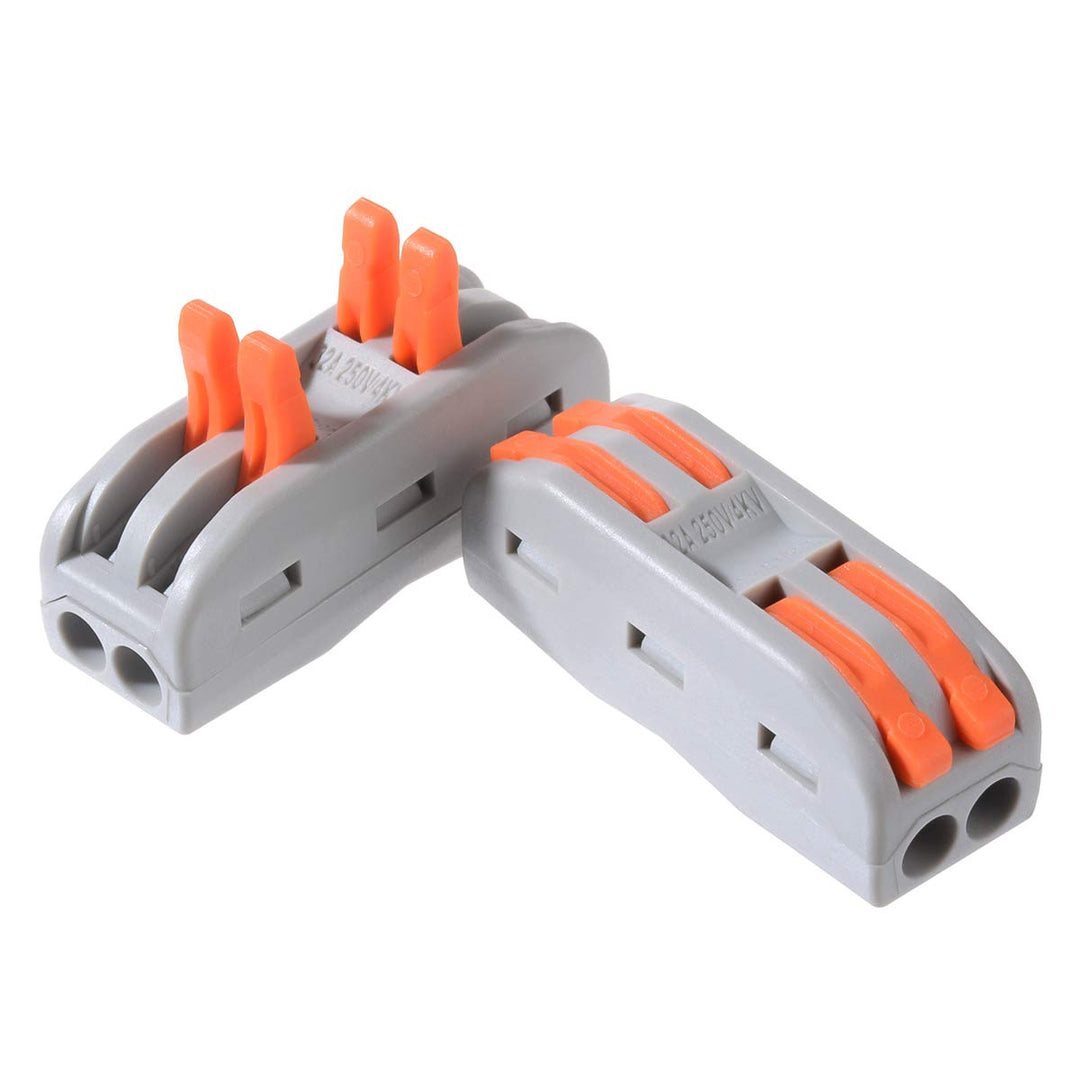 10 Pcs Conductor Compact Connectors Lever Wire Nut Electrical Connectors with Fixed Base for 2 Circuit Inline Splices 28-12 AWG